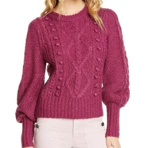 Joie Bia Cable-Knit Puff-Sleeve Sweater XS NWT